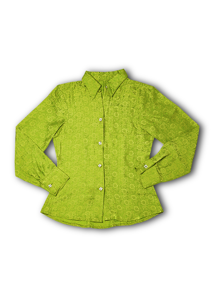 Rider Silk Button Up Blouse in Lime Light